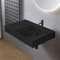 Matte Black Ceramic Wall Mounted or Vessel Sink With Counter Space